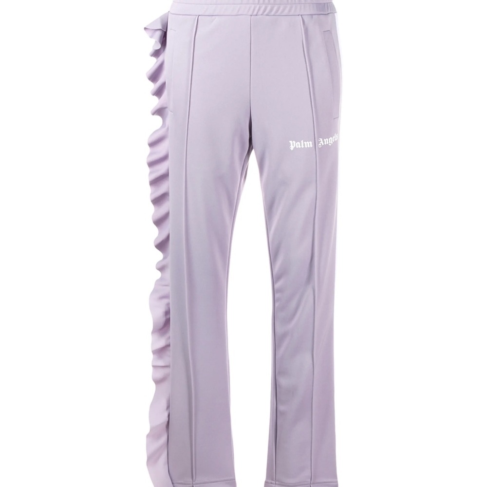 Palm Angels Lavender Ruffle-Trim Track Pants